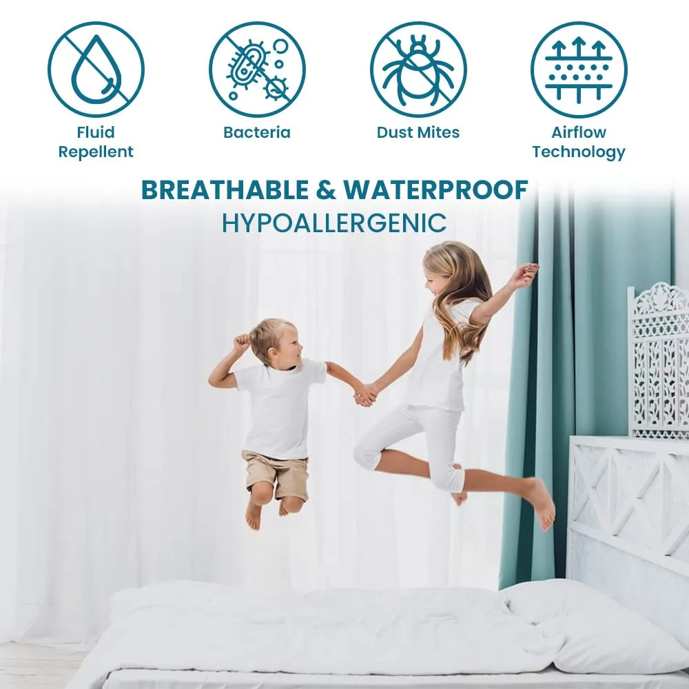 Kuber Industries Waterproof Double Bed Mattress Cover|Breathable Terry Cotton Surface & Elastic Fitted Mattress Protector,6 x 6.5 Ft. (White) (Pack of 1)