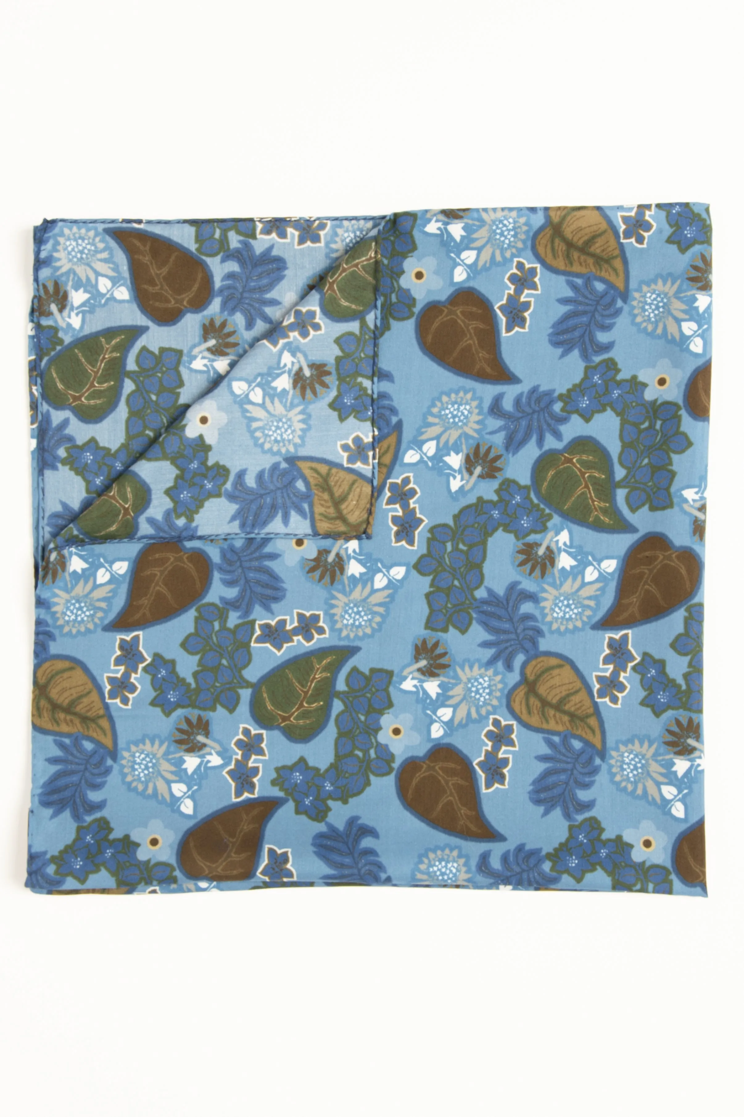Light Blue Ultra Soft Silk & Cotton Leaves scarf 60
