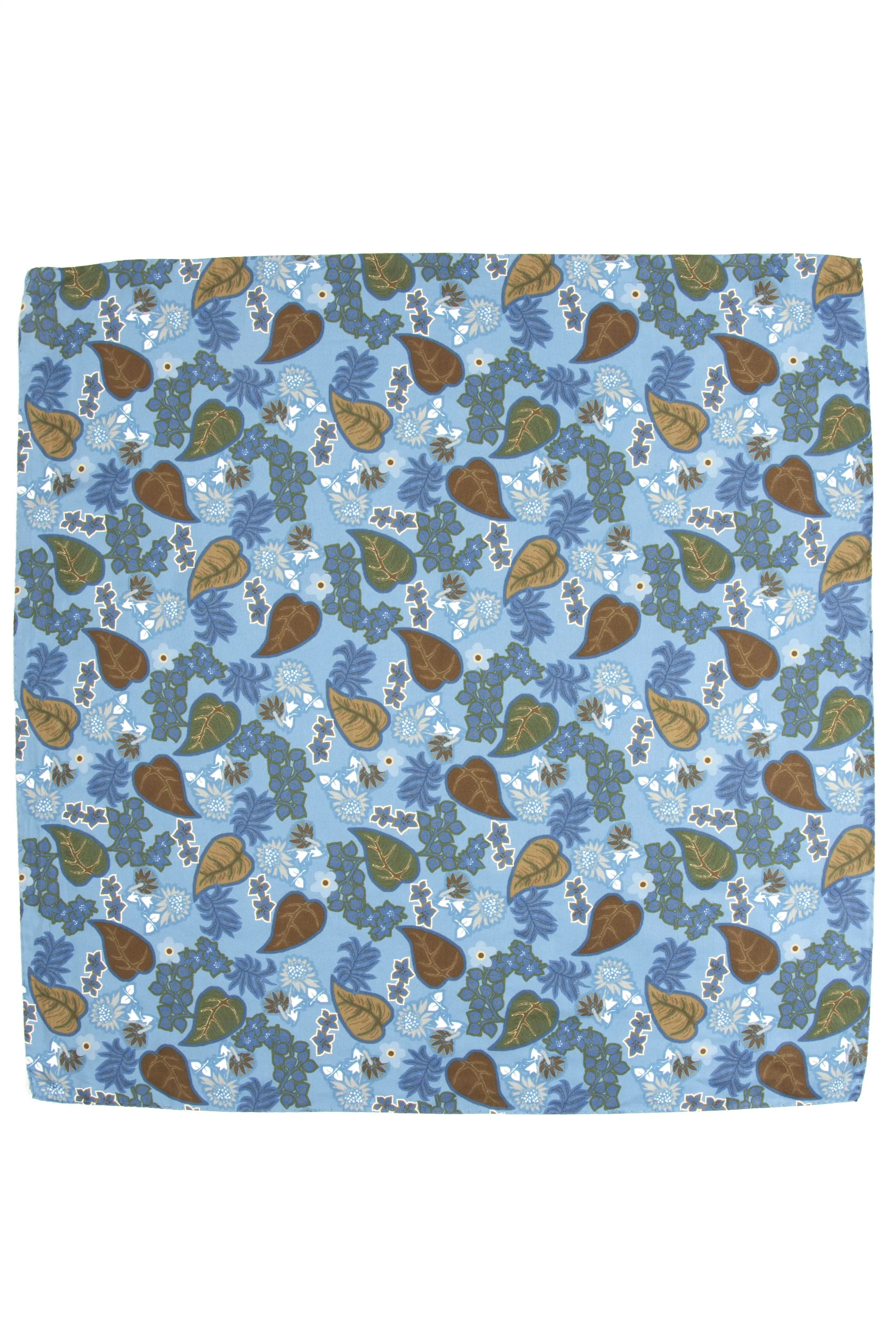 Light Blue Ultra Soft Silk & Cotton Leaves scarf 60