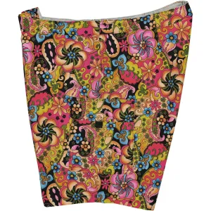 Lower Rise NON-Elastic Waist Board Shorts. "Lucy in the Sky" (Black) Womens CUSTOM