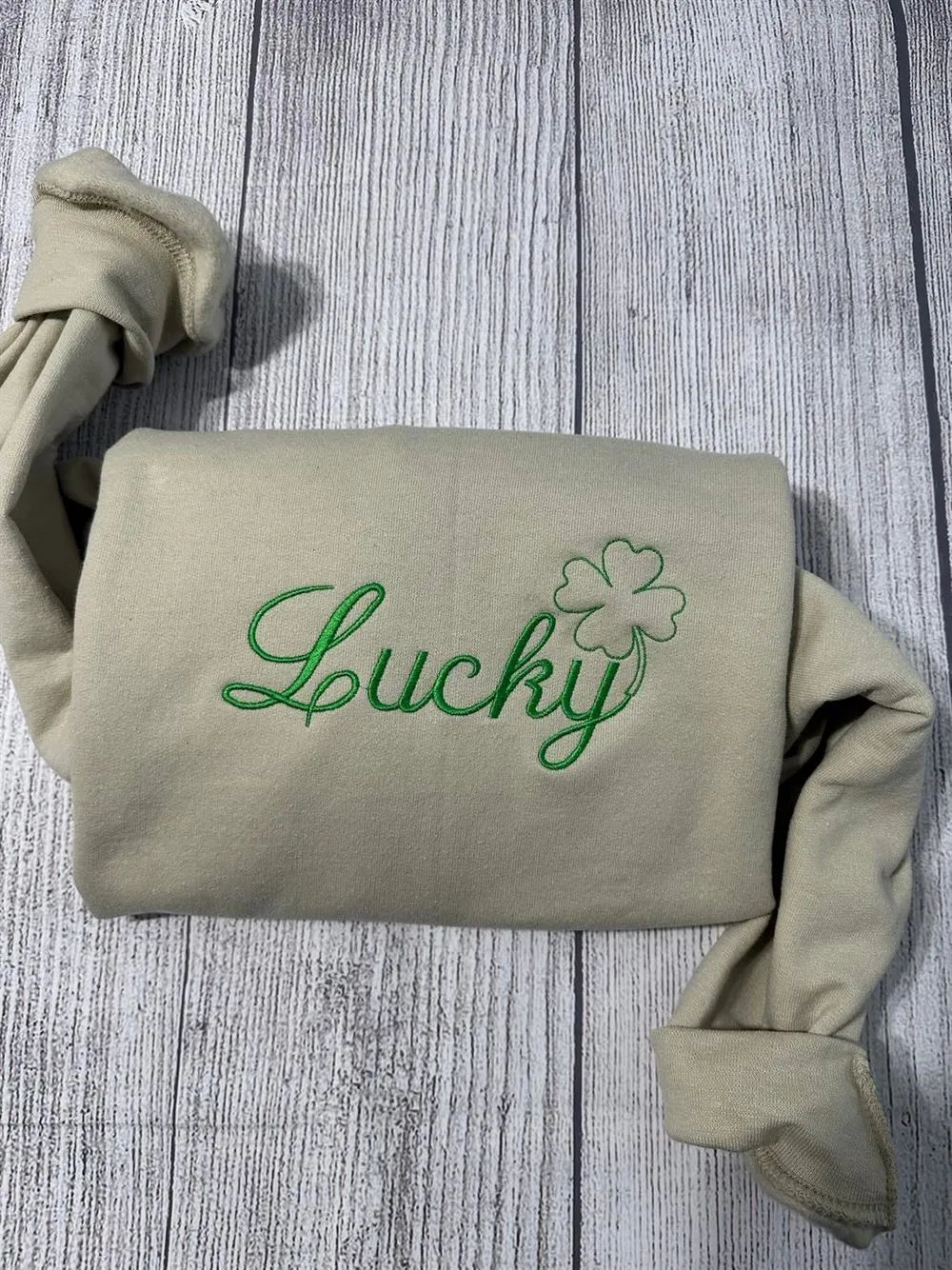 Lucky Shamrock Embroidered Sweatshirt, Women's Embroidered Sweatshirts