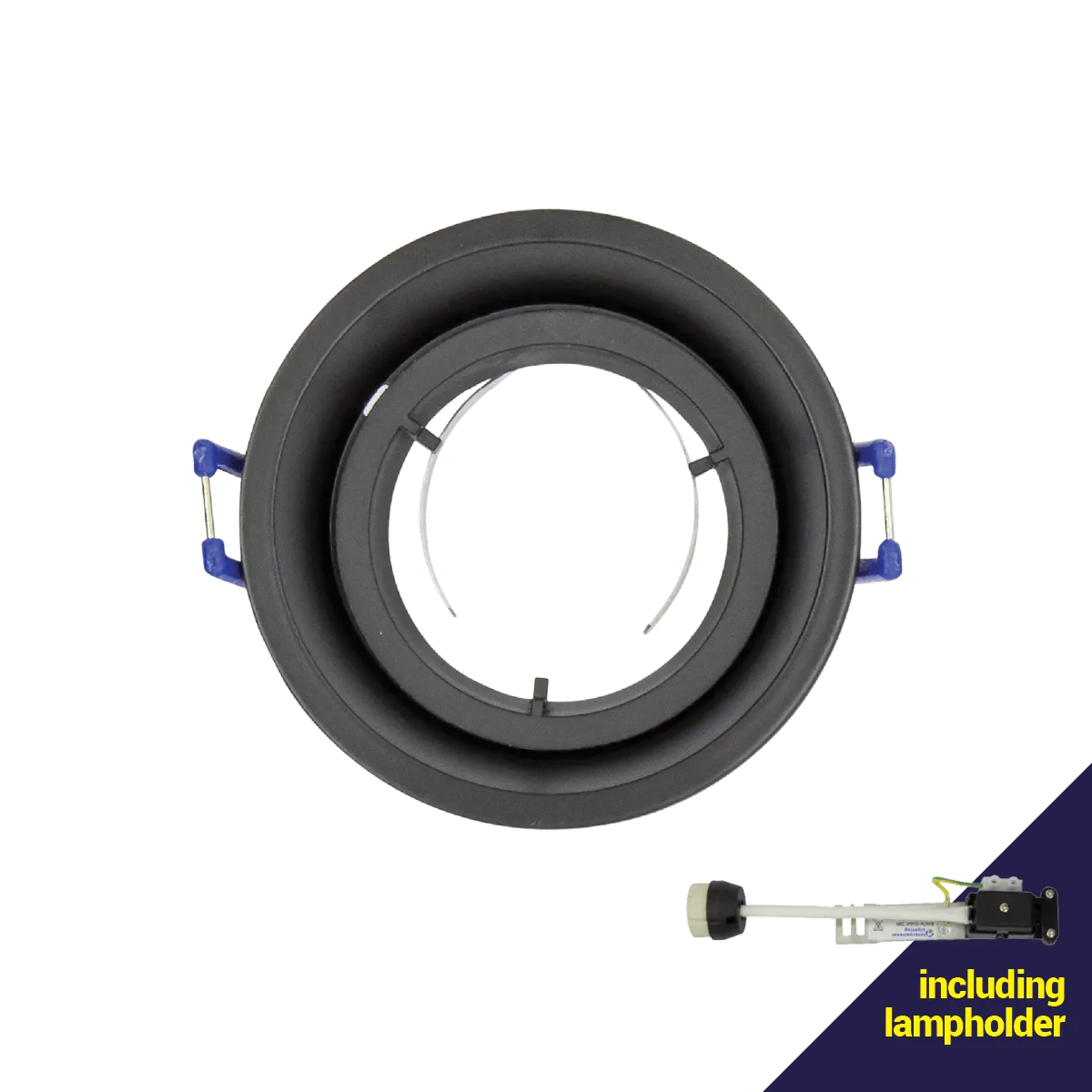 Matt Black 220V Anti-Glare Downlight with 72mm Cut Out