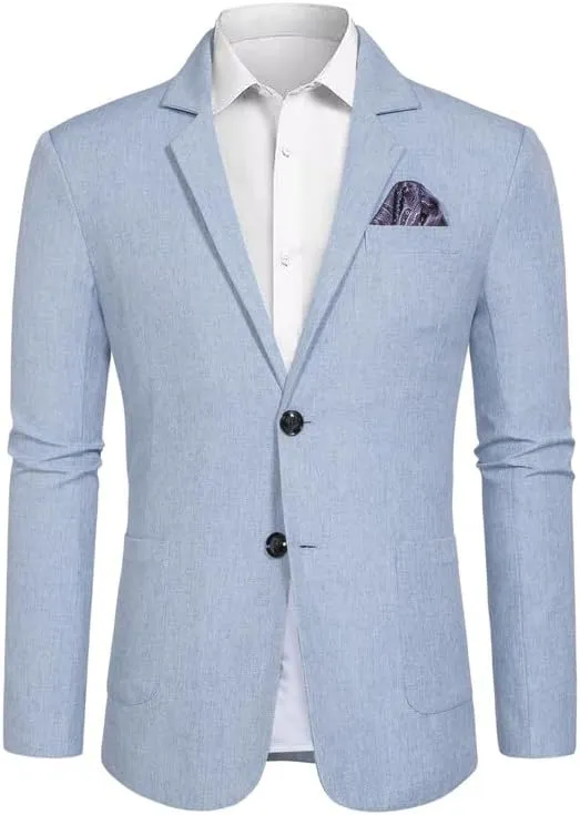 Men's Blazer Sport Coats Casual 2 Button Notched Lapel Lightweight Suit Jackets for Daily Wedding Prom