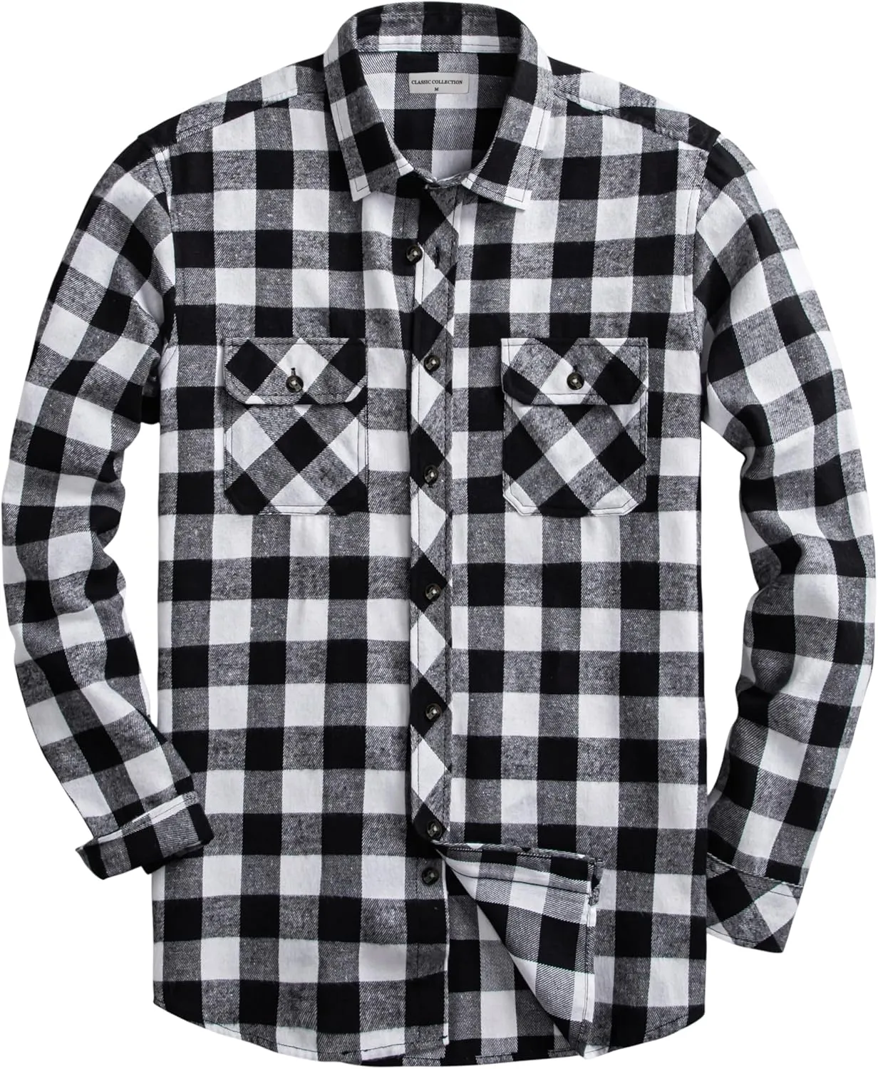 Mens Flannel Plaid Shirts Regual Fit Casual Long Sleeve Button Down Fleece Shirts