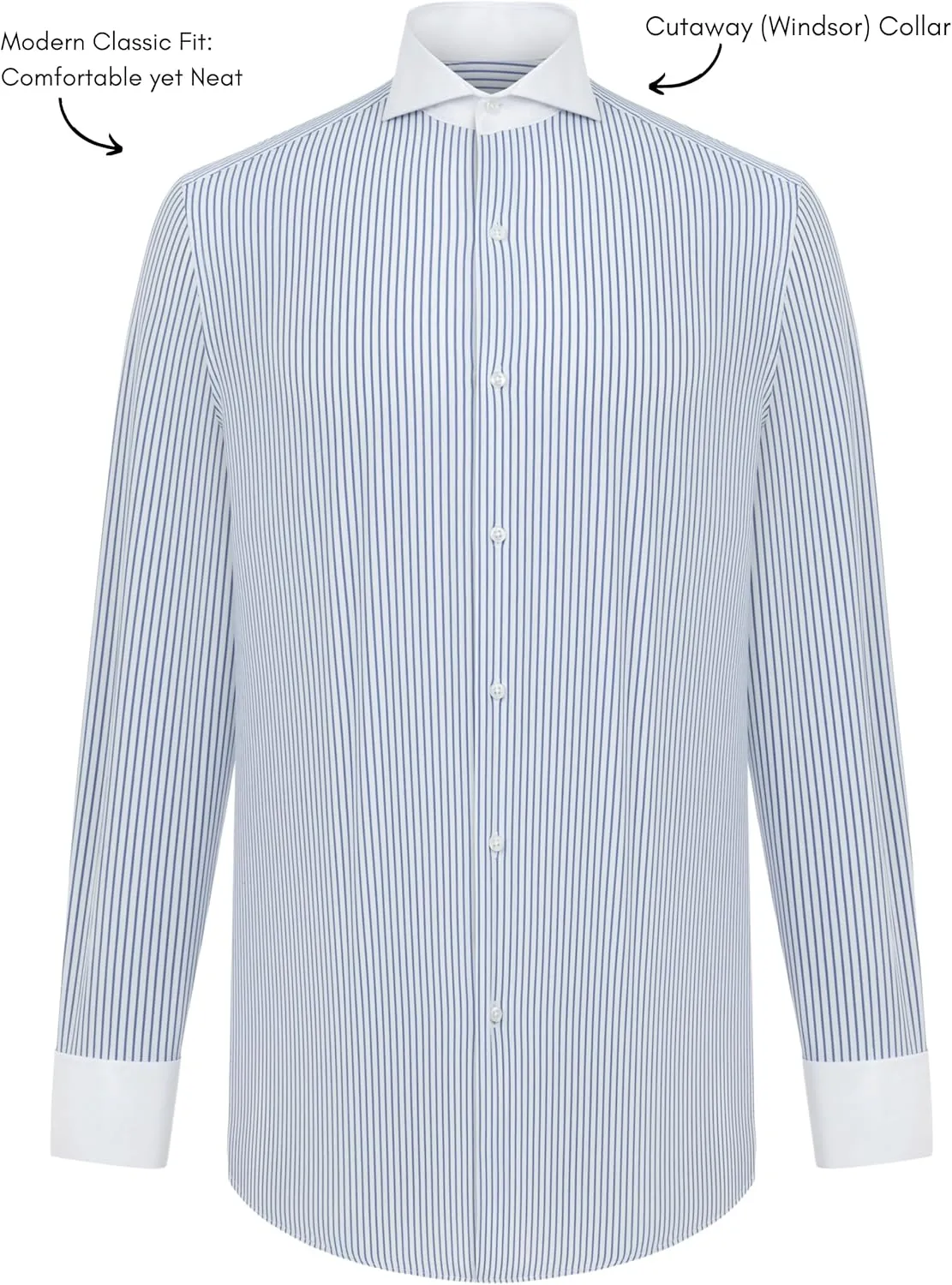 Men's French Cuff Dress Shirts with Cutaway Collar | Cufflinks Included | Luxe Long Sleeve Button-Up Shirt for Men