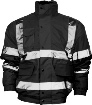 Mens Hi-Vis Bomber Jacket (M) (Black)