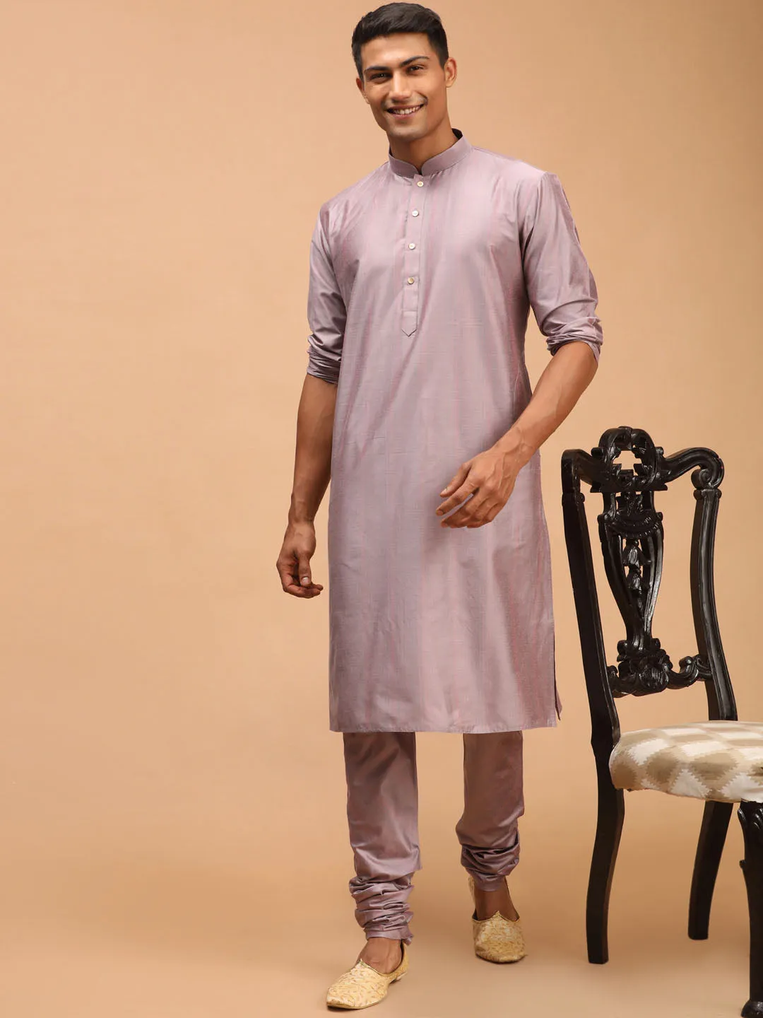 Men's Steel Grey Viscose Kurta Pyjama Set - Shrestha By Vastramay