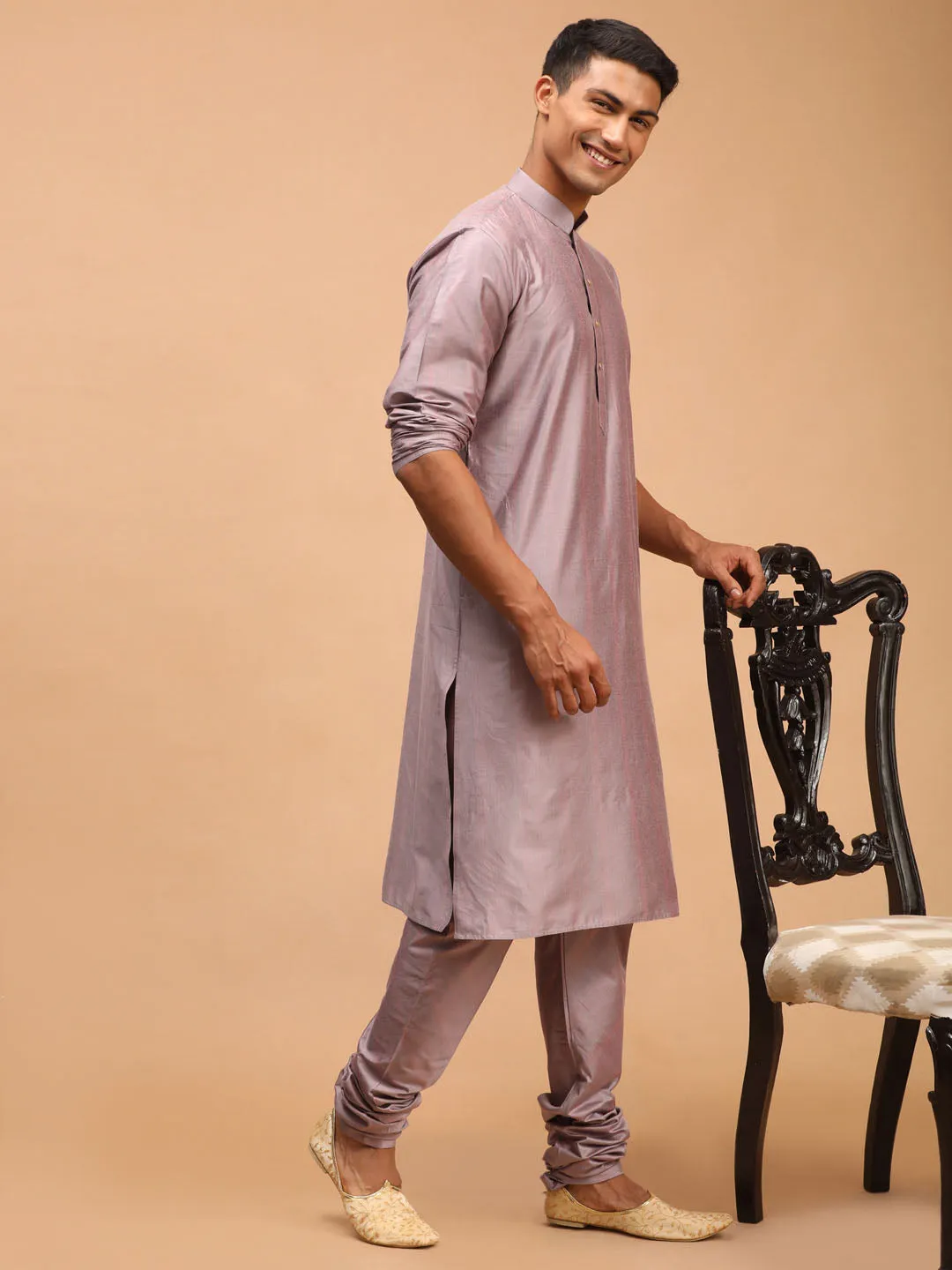 Men's Steel Grey Viscose Kurta Pyjama Set - Shrestha By Vastramay