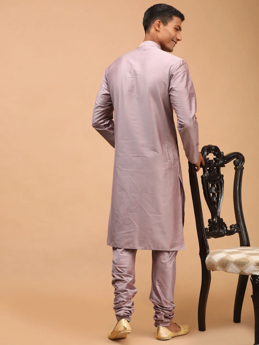 Men's Steel Grey Viscose Kurta Pyjama Set - Shrestha By Vastramay