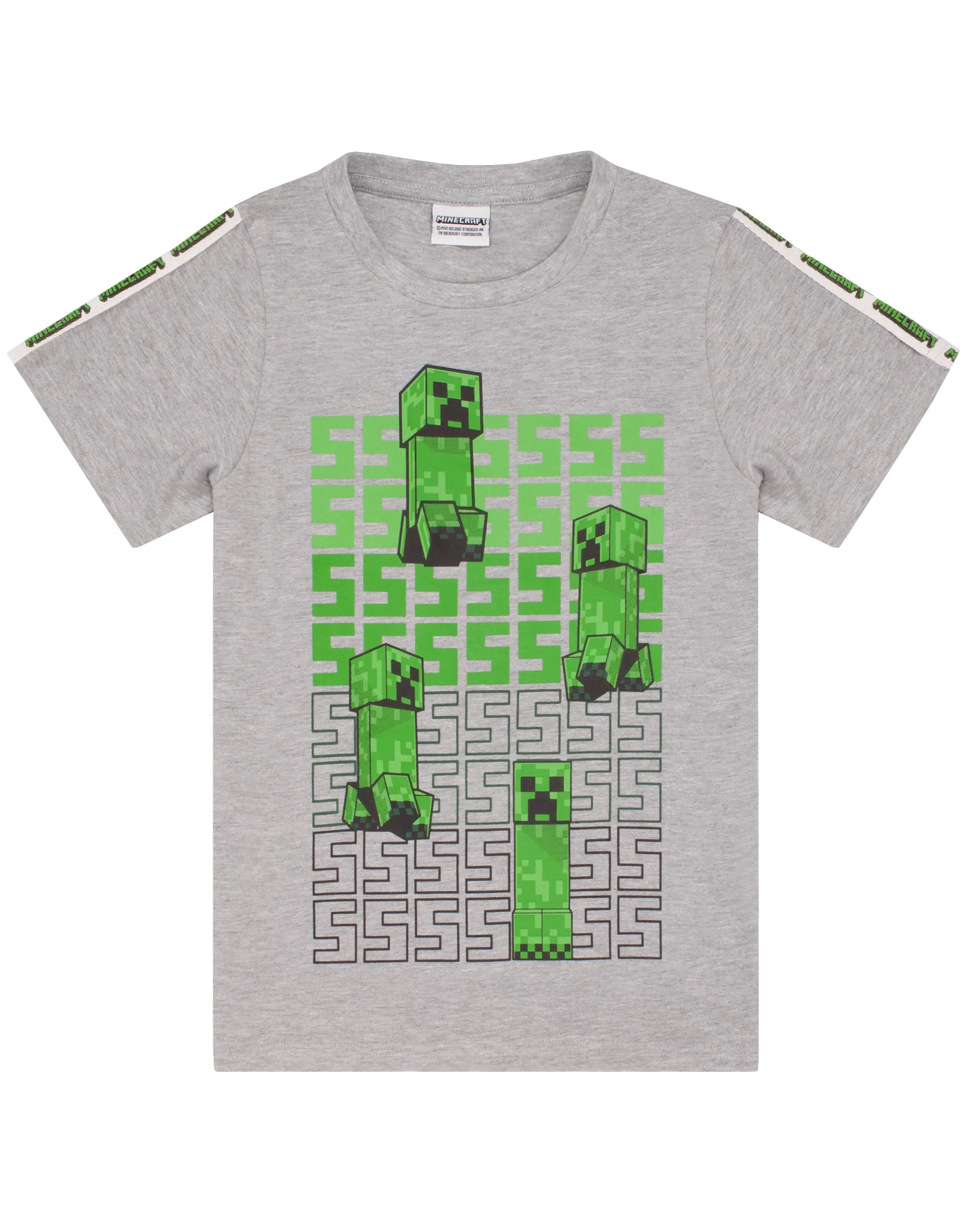 Minecraft Boys Pyjamas Set Top And Shorts Kids Gamer - Green