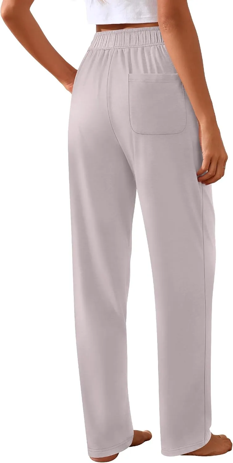 Neer 3 Pack Women's Wide Leg Pants High Waist Sweatpants Yoga Palazzo Drawstring Lounge Pajamas Jogger Pants with Pockets