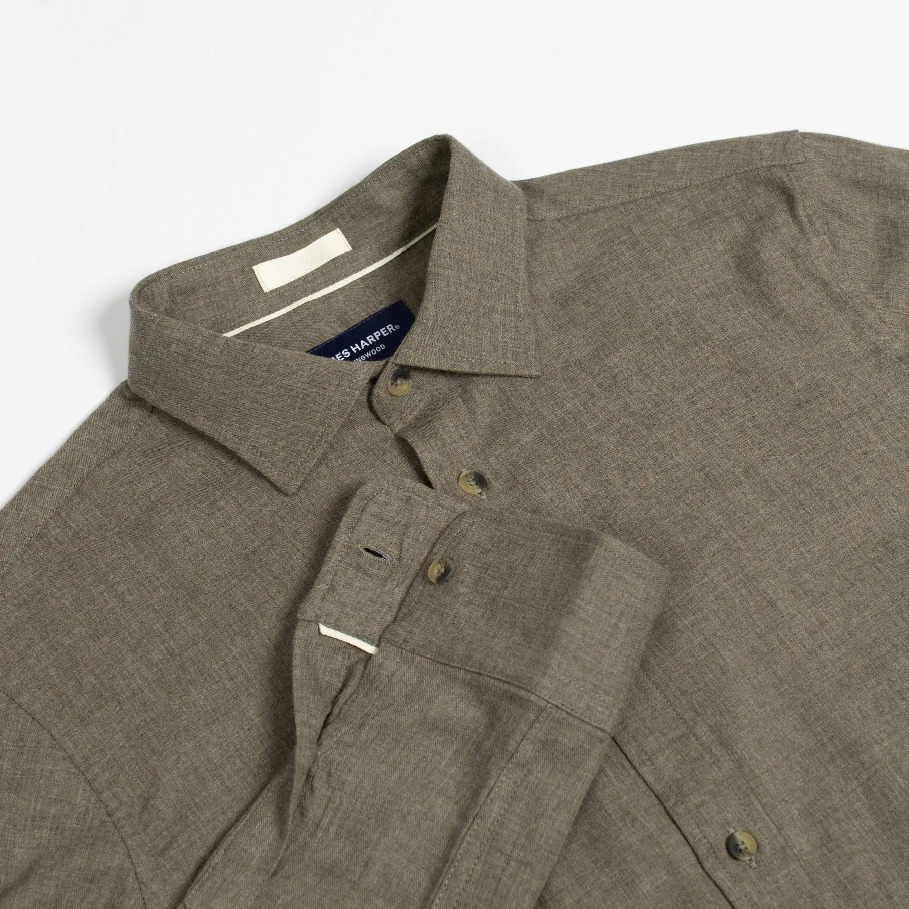 Olive Flannel Cotton Marle Shirt