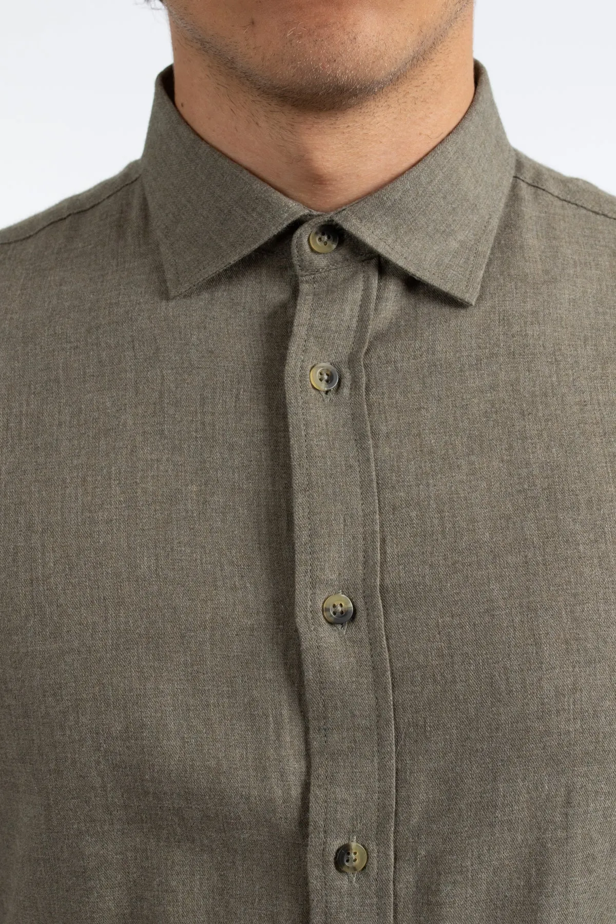 Olive Flannel Cotton Marle Shirt