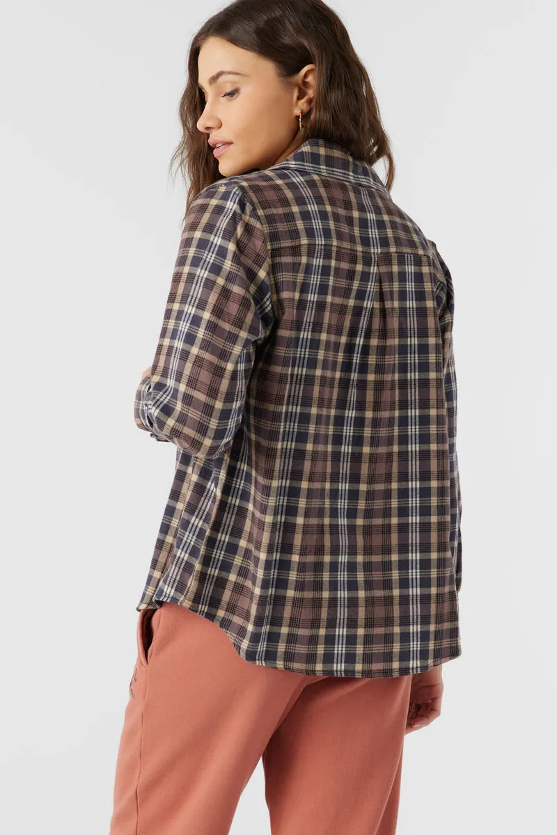 ONeill NASH FLANNEL LONG SLEEVE TOP - BLACK
