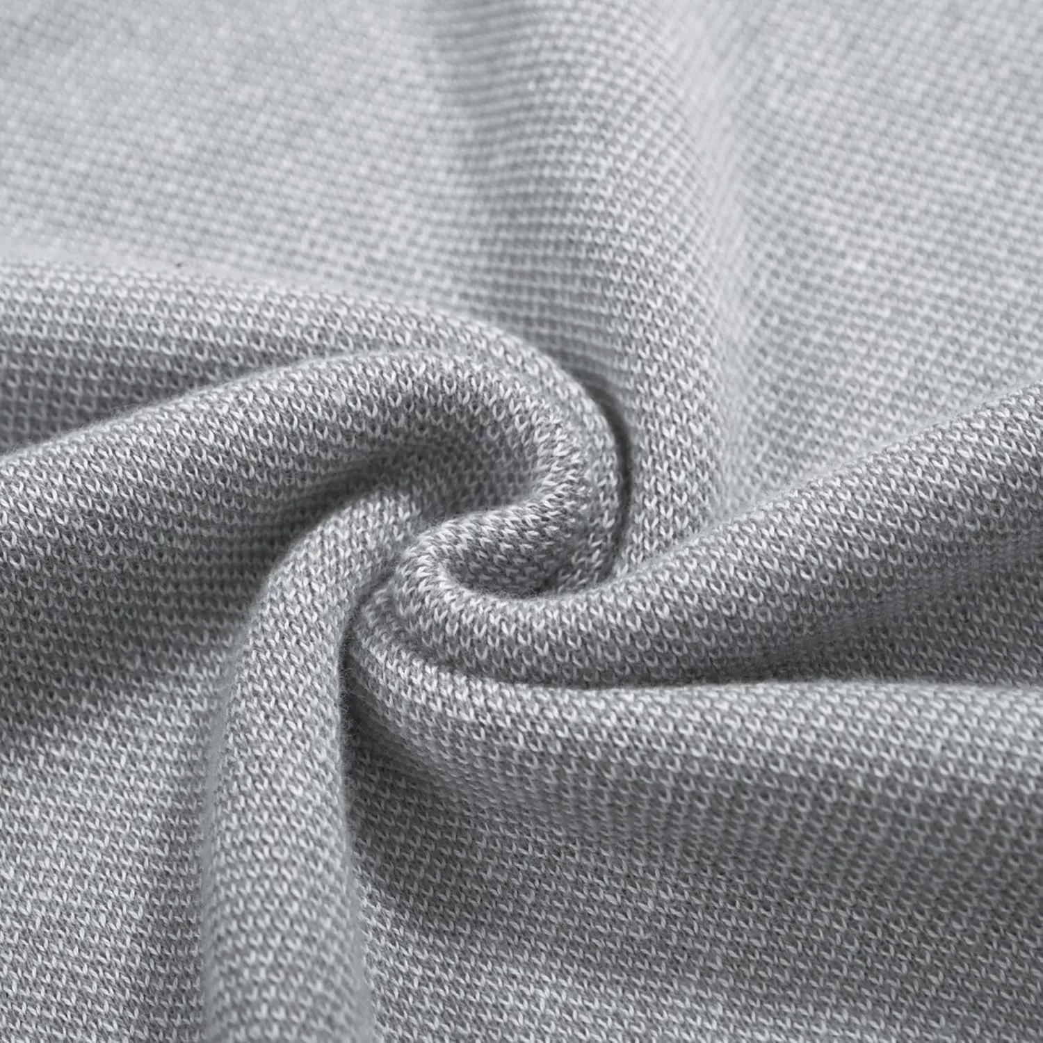 OXKNIT Men's Knitted Polo Shirts Grey V Neck Stripe Collar Summer Shirt