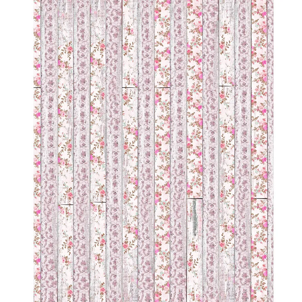 Pink Floral Planks Printed Backdrop