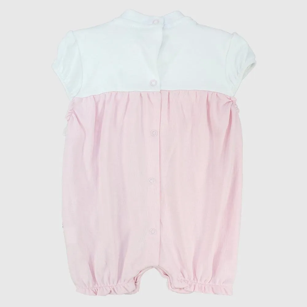 Pink Flower Short-Sleeved Romper