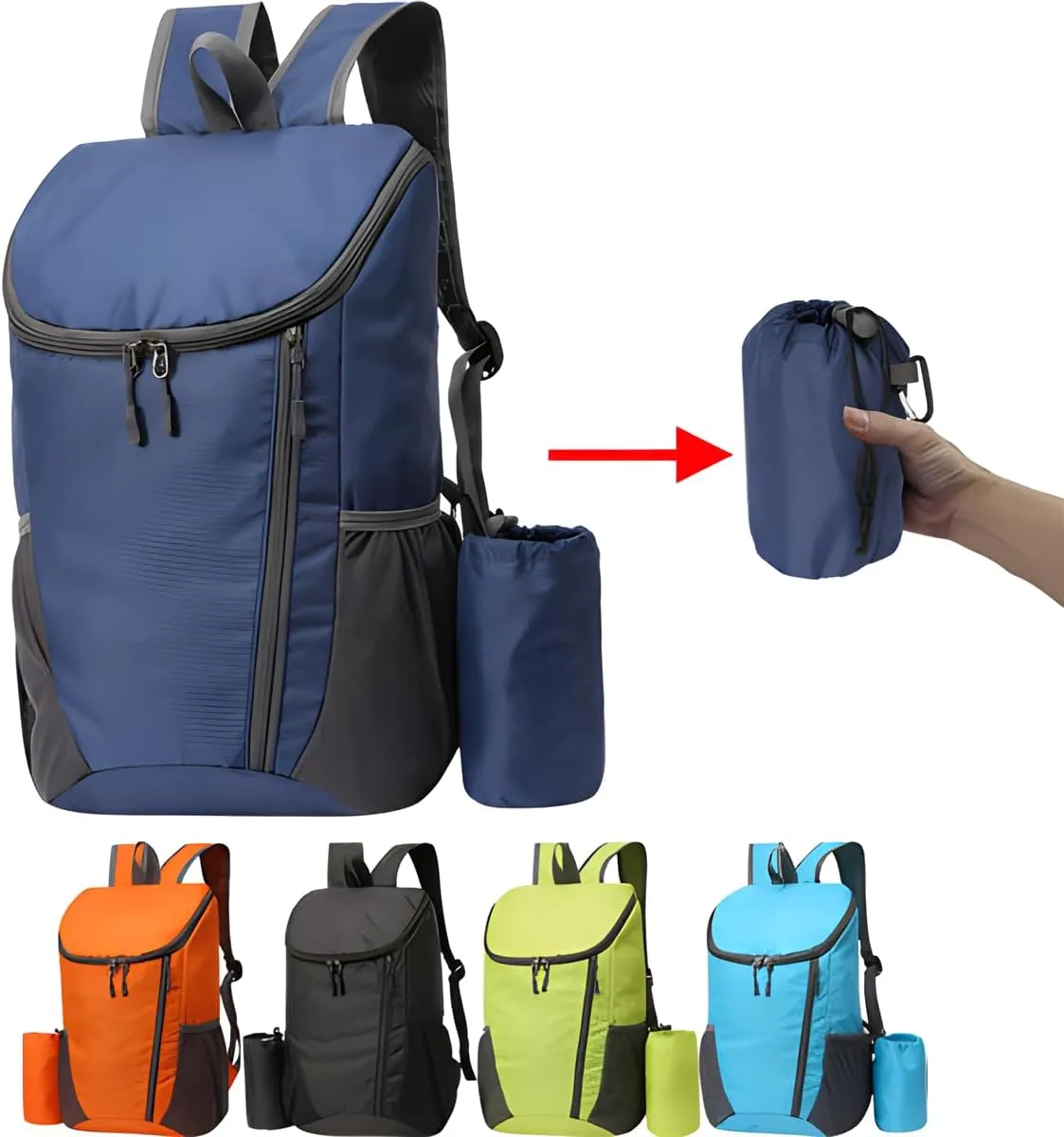Portable Foldable Backpack Folding Mountaineering Bag, Ultralight Outdoor Cycling Rucksack, Travel Hiking Knapsack (Grey)