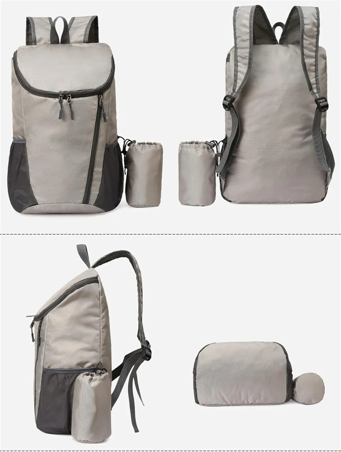 Portable Foldable Backpack Folding Mountaineering Bag, Ultralight Outdoor Cycling Rucksack, Travel Hiking Knapsack (Grey)