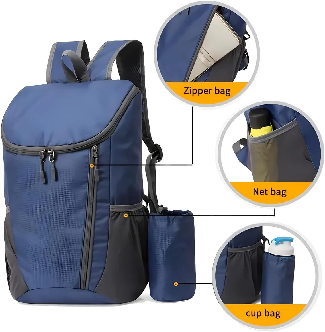 Portable Foldable Backpack Folding Mountaineering Bag, Ultralight Outdoor Cycling Rucksack, Travel Hiking Knapsack (Grey)
