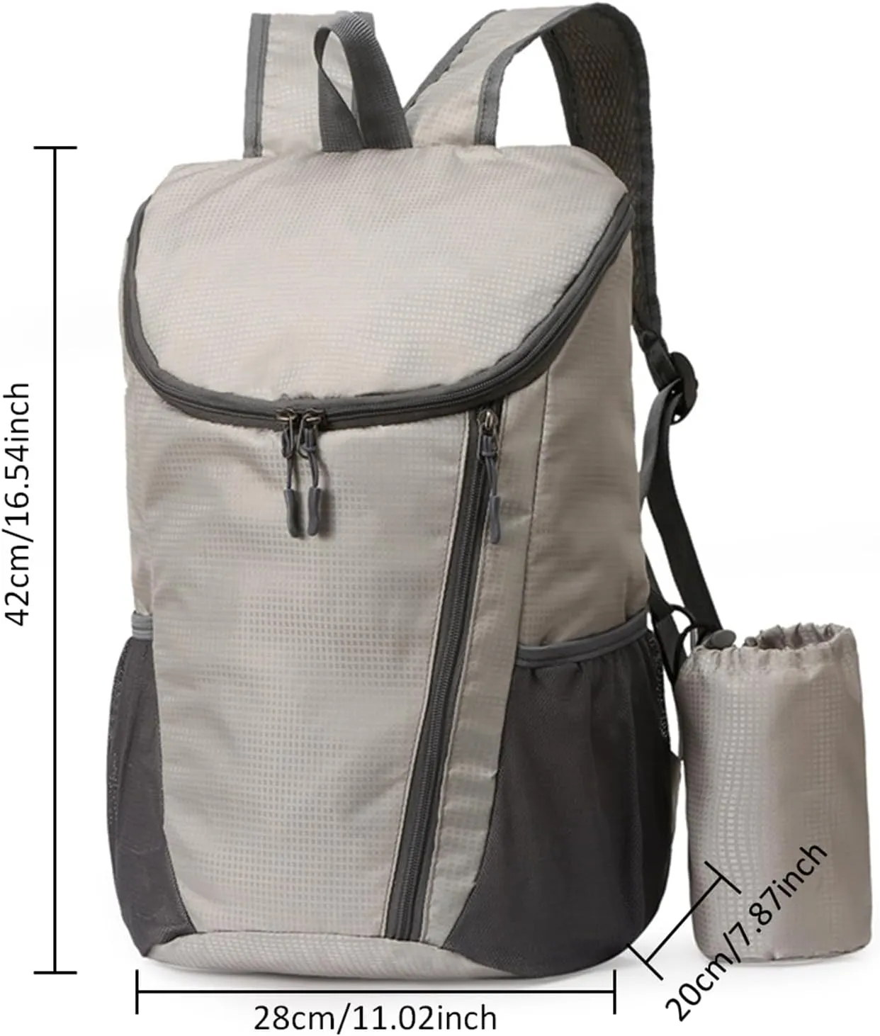 Portable Foldable Backpack Folding Mountaineering Bag, Ultralight Outdoor Cycling Rucksack, Travel Hiking Knapsack (Grey)