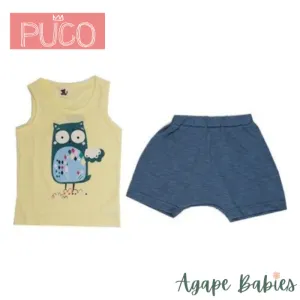 Puco Premium Sleeveless Set Yellow Owl - 4 Sizes!