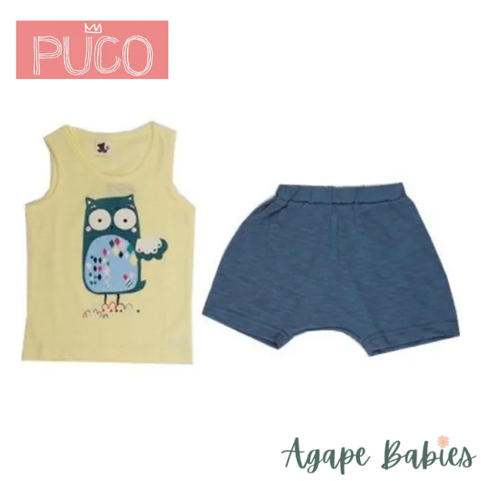 Puco Premium Sleeveless Set Yellow Owl - 4 Sizes!