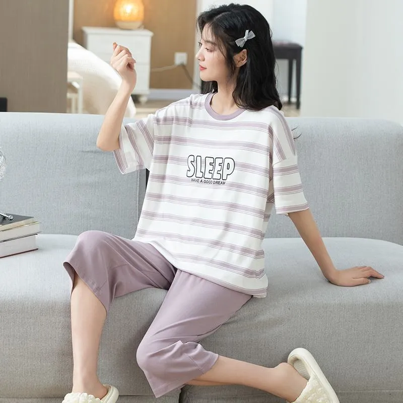 Pure Cotton Comfortable Round Neck Pullover Simplicity Lounge Set