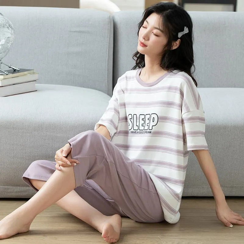 Pure Cotton Comfortable Round Neck Pullover Simplicity Lounge Set