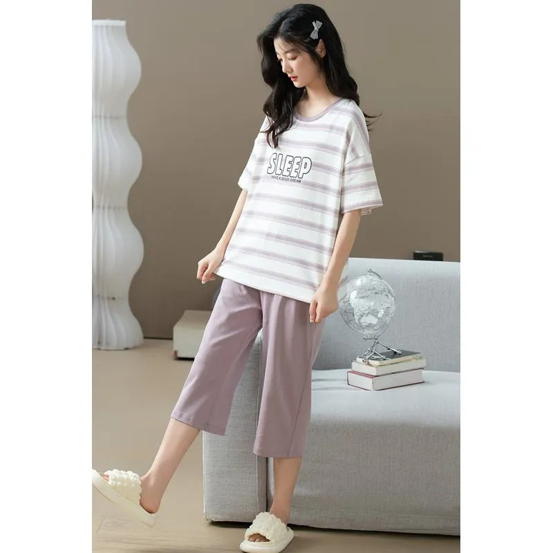 Pure Cotton Comfortable Round Neck Pullover Simplicity Lounge Set