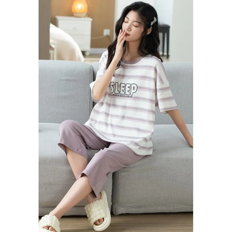 Pure Cotton Comfortable Round Neck Pullover Simplicity Lounge Set