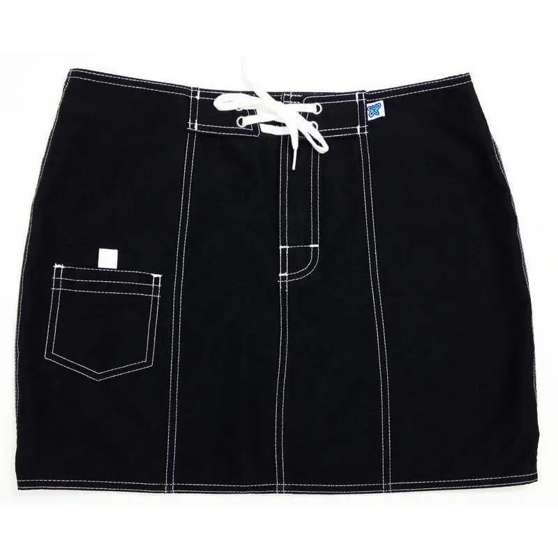 "A Solid Color" Original Style Board Skirt  (Black   White Stitching)
