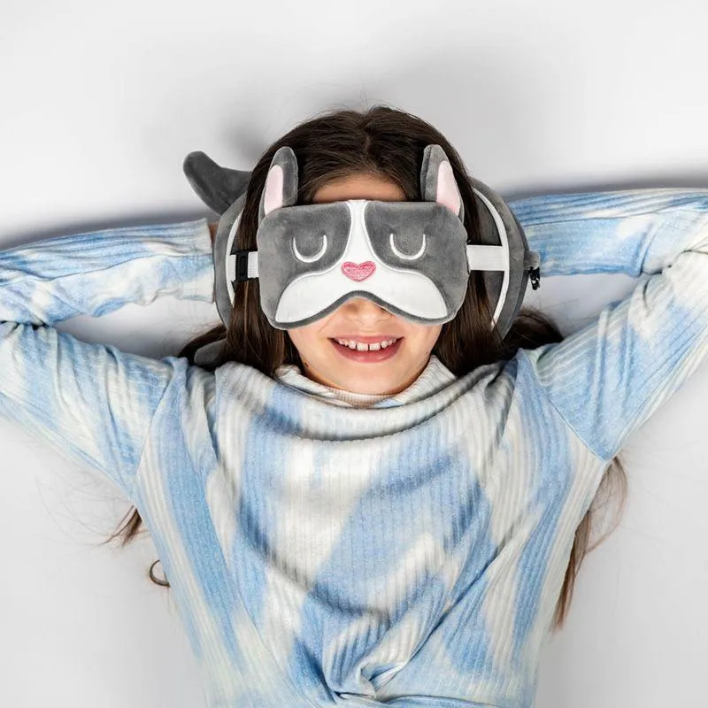 Relaxeazzz Adoramals Travel Pillow & Eye Mask Set - French Bulldog