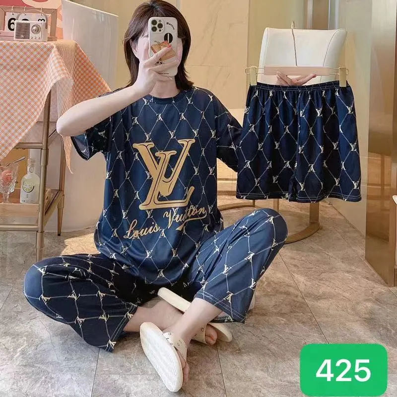 Sajiero Noise Cotton 3 Piece Printed Pajama Suit LV