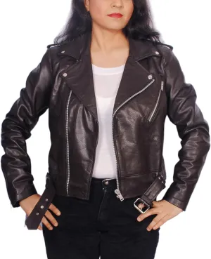 SID Women's Lambskin Leather Biker Black Jacket