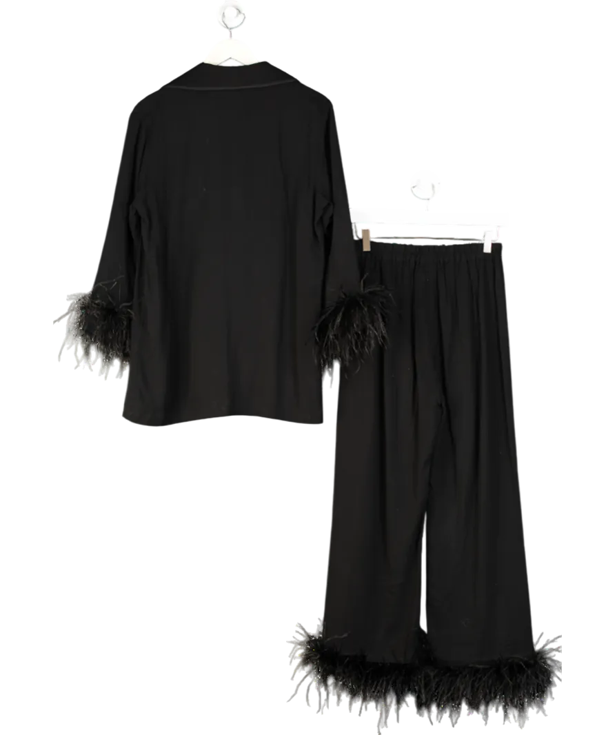 Sleeper Black Party Pyjama Set With Detachable Feathers UK S