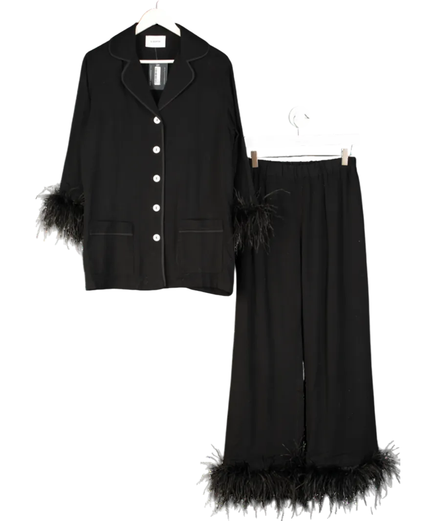 Sleeper Black Party Pyjama Set With Detachable Feathers UK S