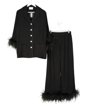 Sleeper Black Party Pyjama Set With Detachable Feathers UK S