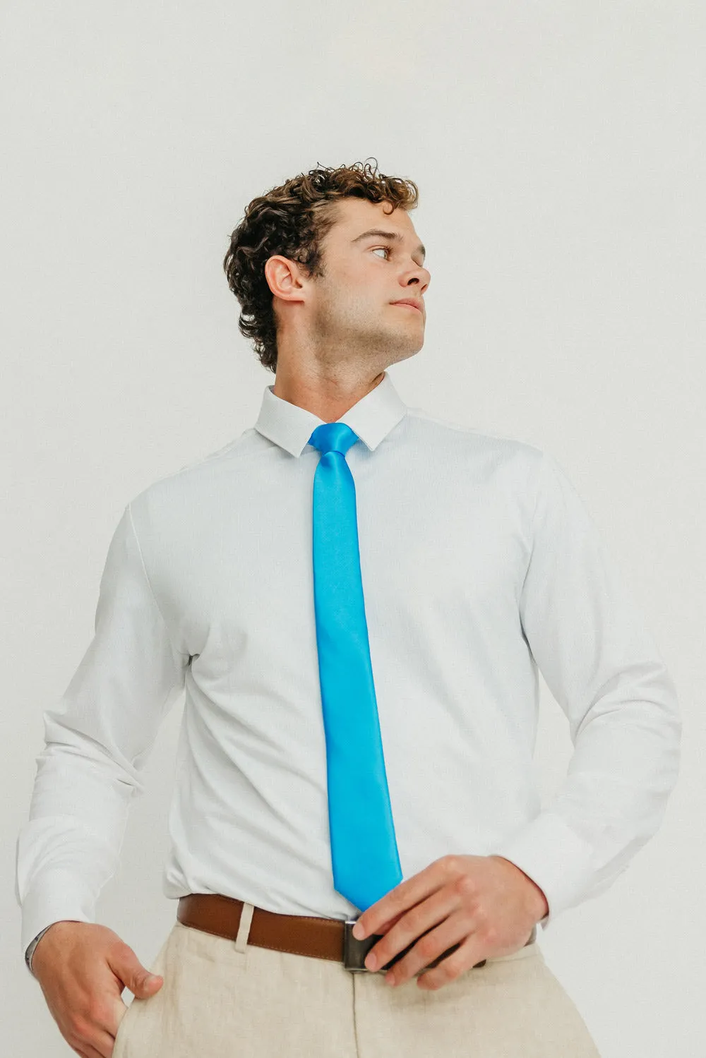 Solid Sky Blue Satin Tie