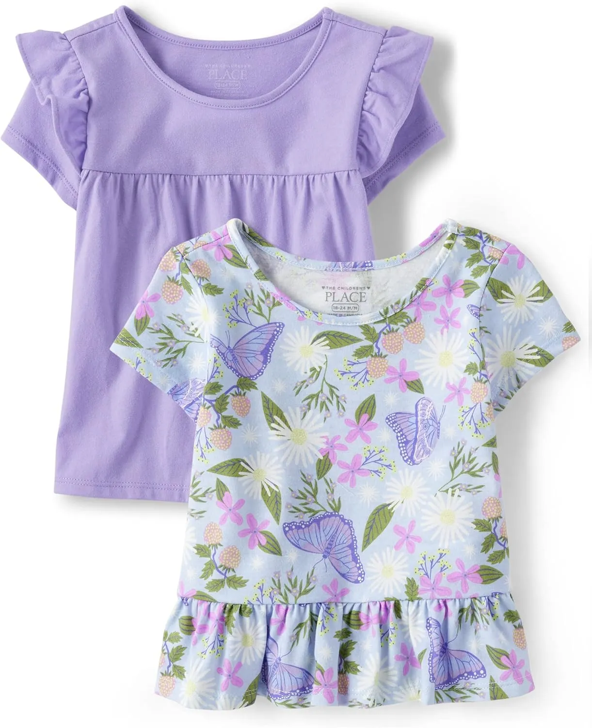 The Children's Place Baby Girls' and Toddler Short Sleeve Flutter Shirt