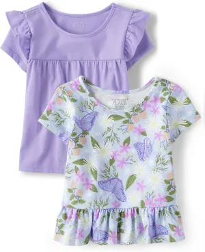 The Children's Place Baby Girls' and Toddler Short Sleeve Flutter Shirt