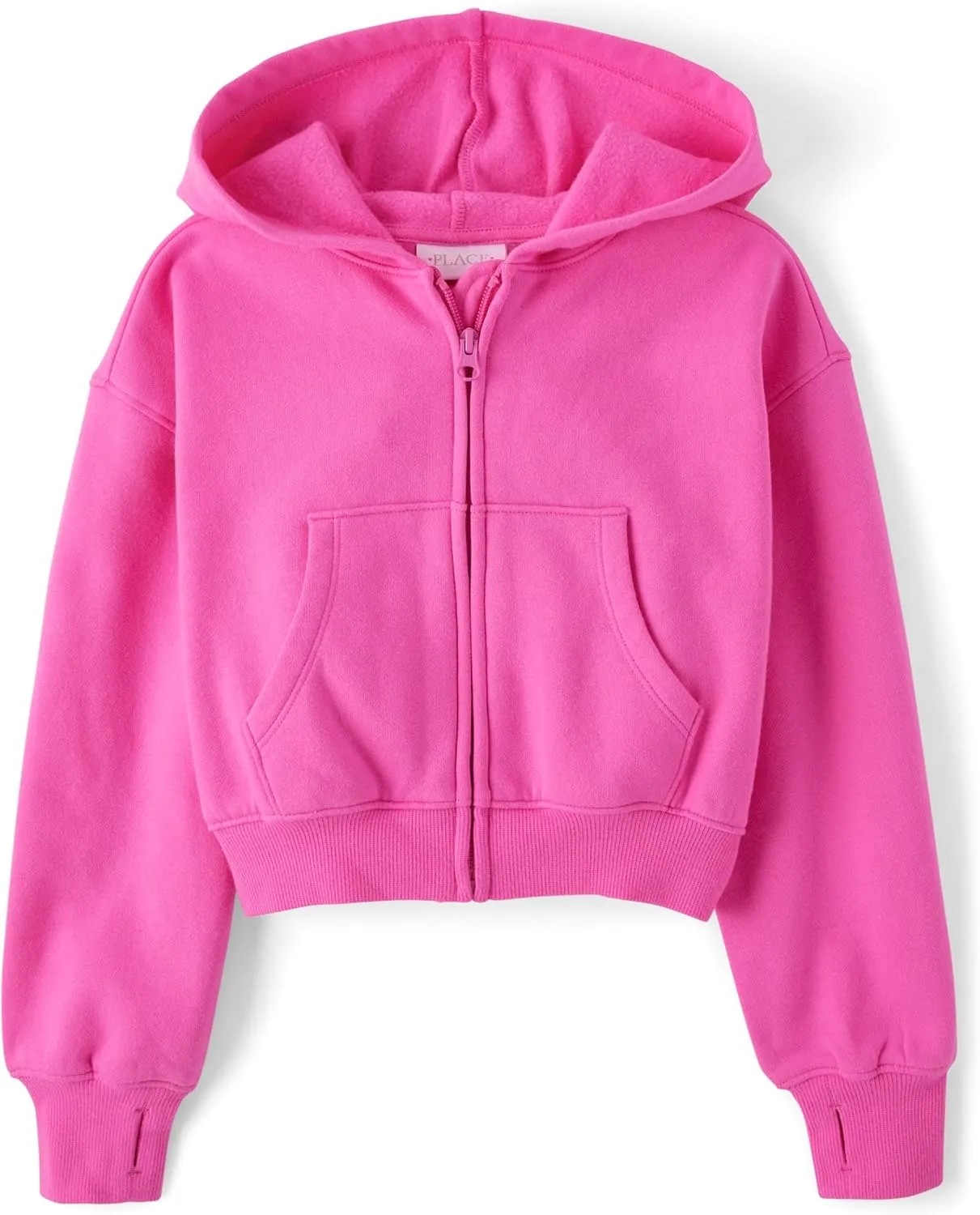 The Children's Place Girls' Long Sleeve Fleece Cropped Hooded Zip Up
