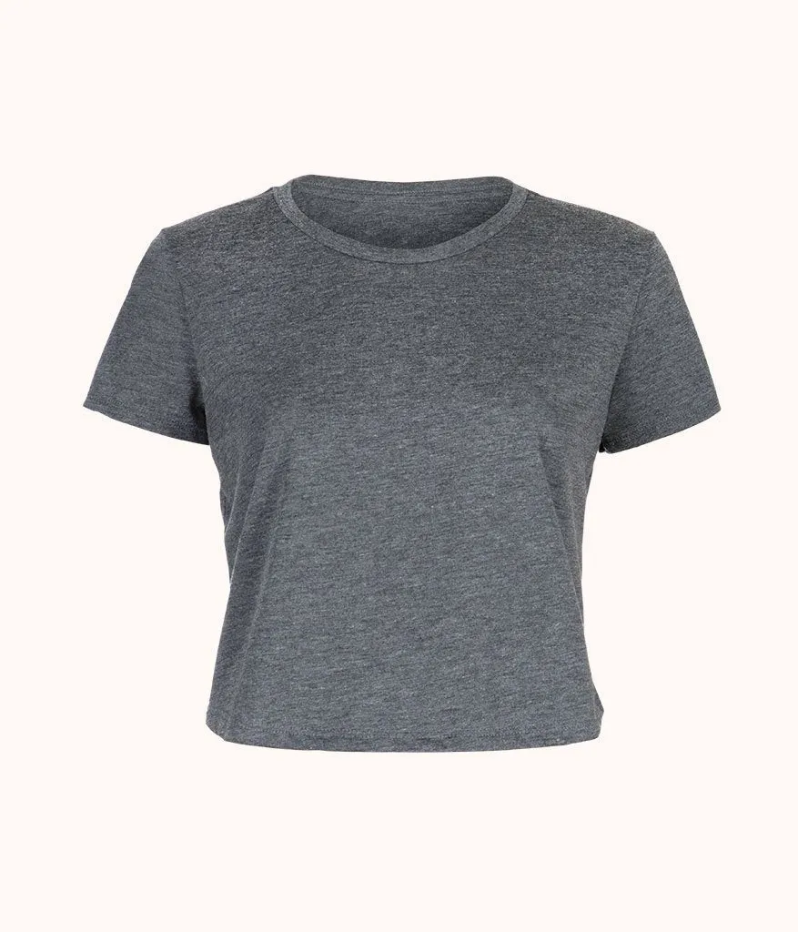 The Cropped Tee: Charcoal Heather Grey