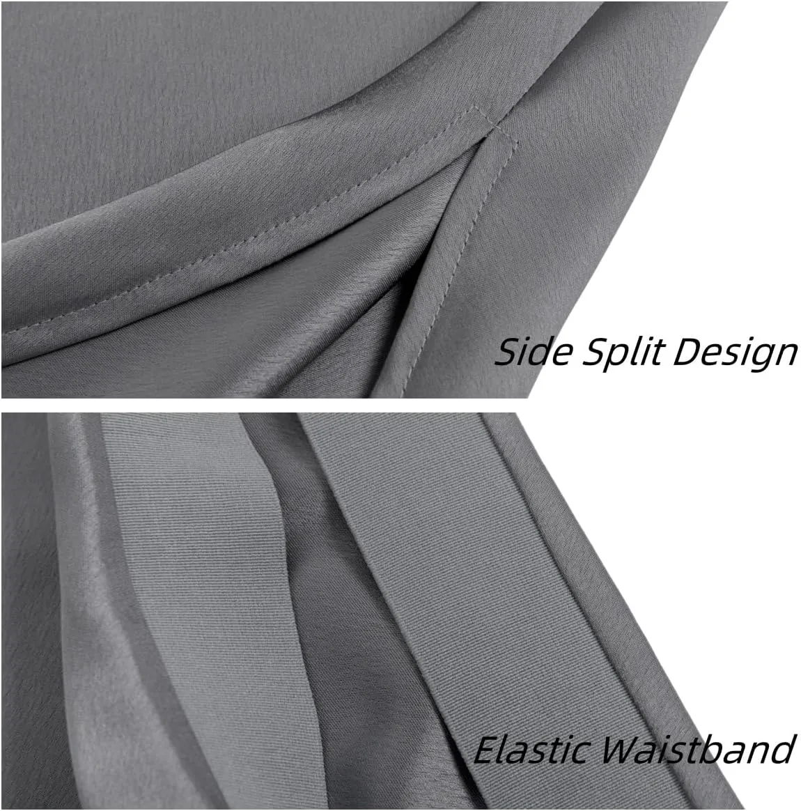 Women Summer High Waist Wrap Ruffled Side Slit Adjustable Waistband Midi Skirt