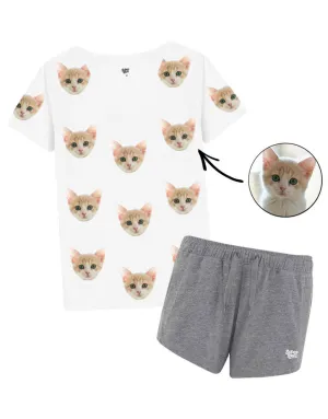 Women's Cat Pyjamas - Grey Shorts