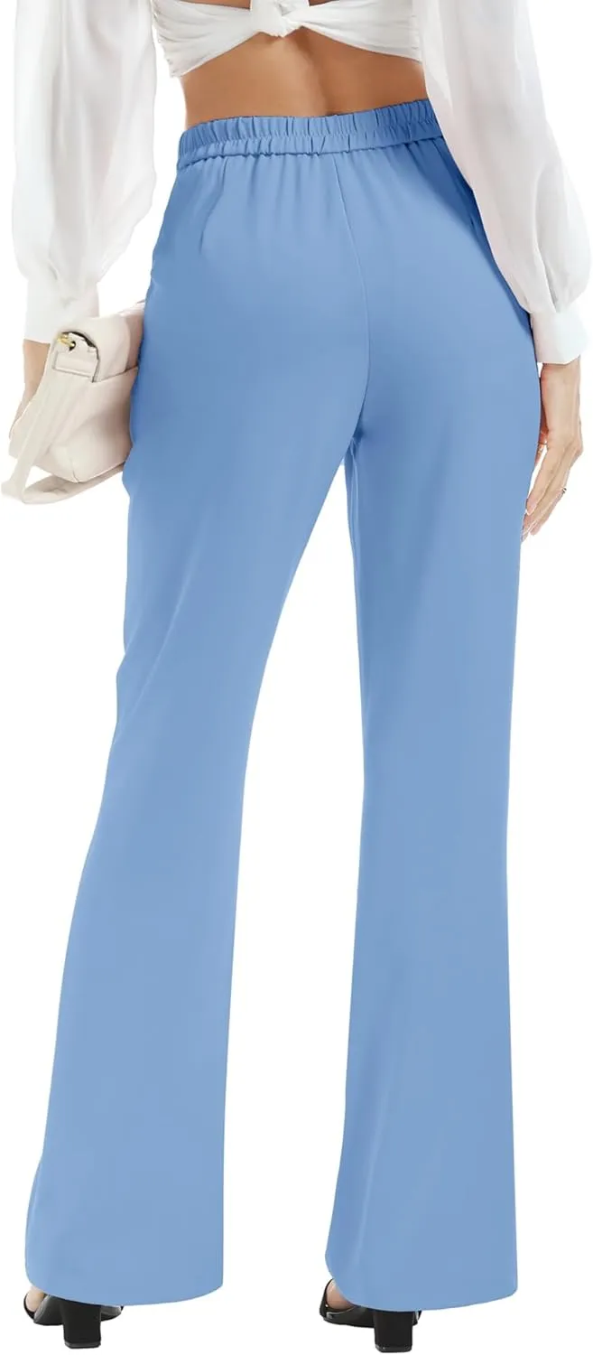 Women's High Waist Casual Dress Pants, Lightweight Wide Leg Long Trousers, Work Pants with Pockets for Women Office.