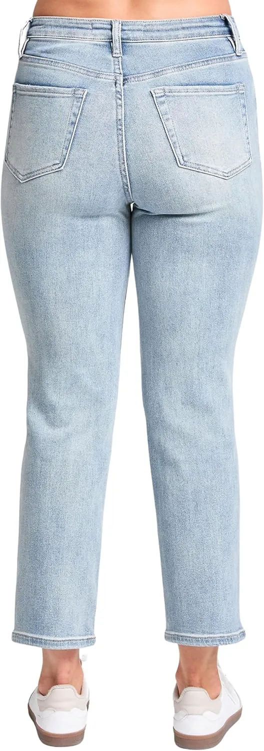 YMI Women's High Rise Vintage Stretch Straight Leg Jeans
