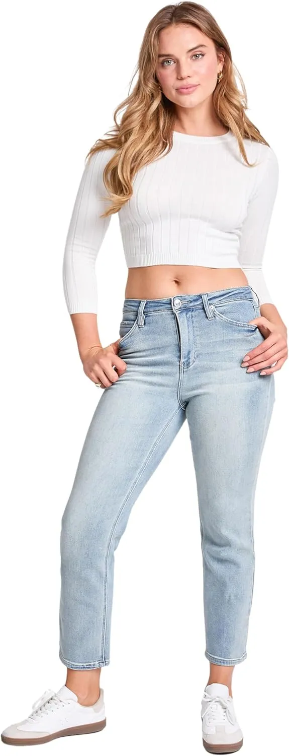 YMI Women's High Rise Vintage Stretch Straight Leg Jeans