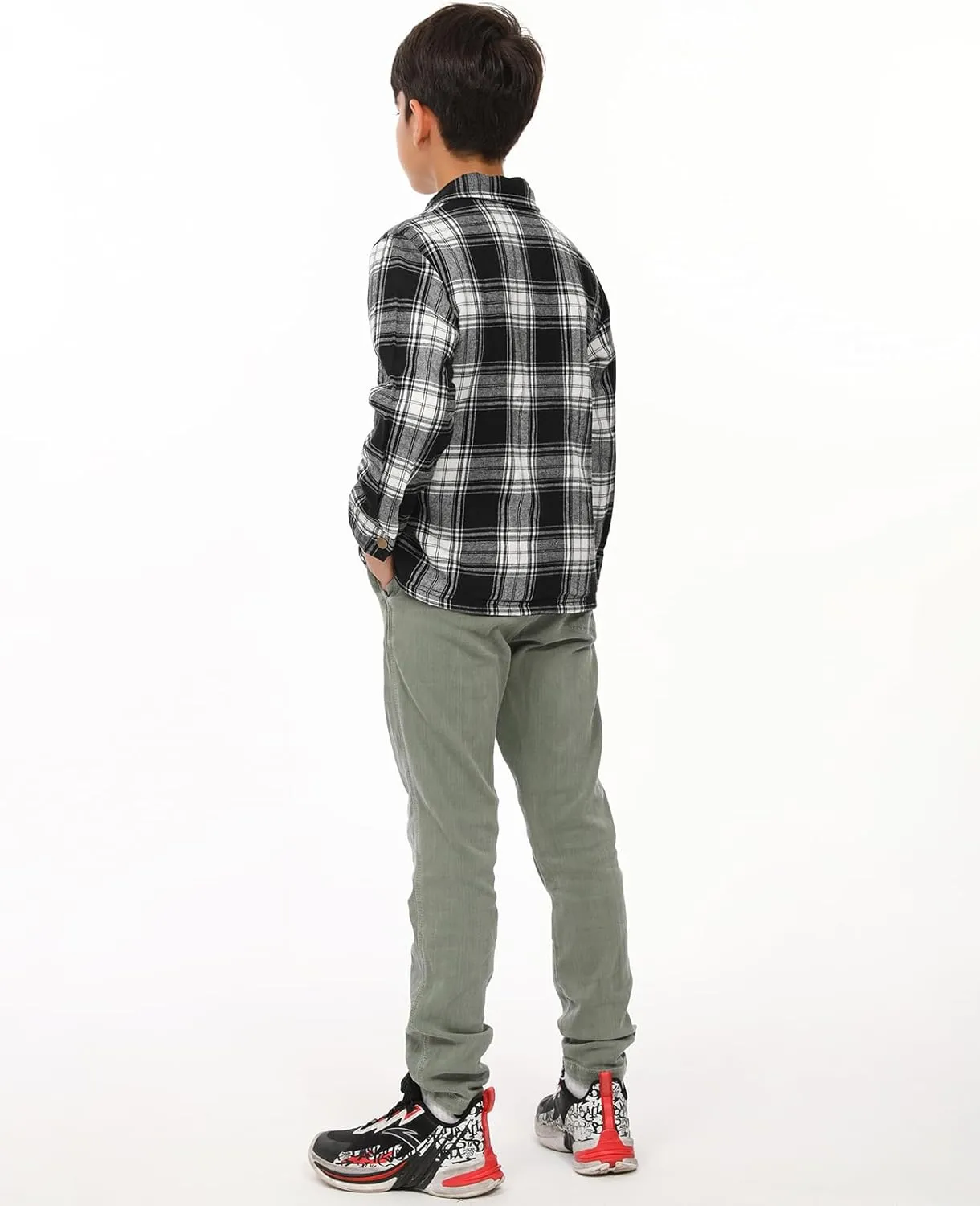 ZENTHACE Toddlers and Kids Boys Girls Sherpa Lined Snap Flannel Shirt Jacket,Cozy Plaid Flannel Shacket (Gender-Neutral)