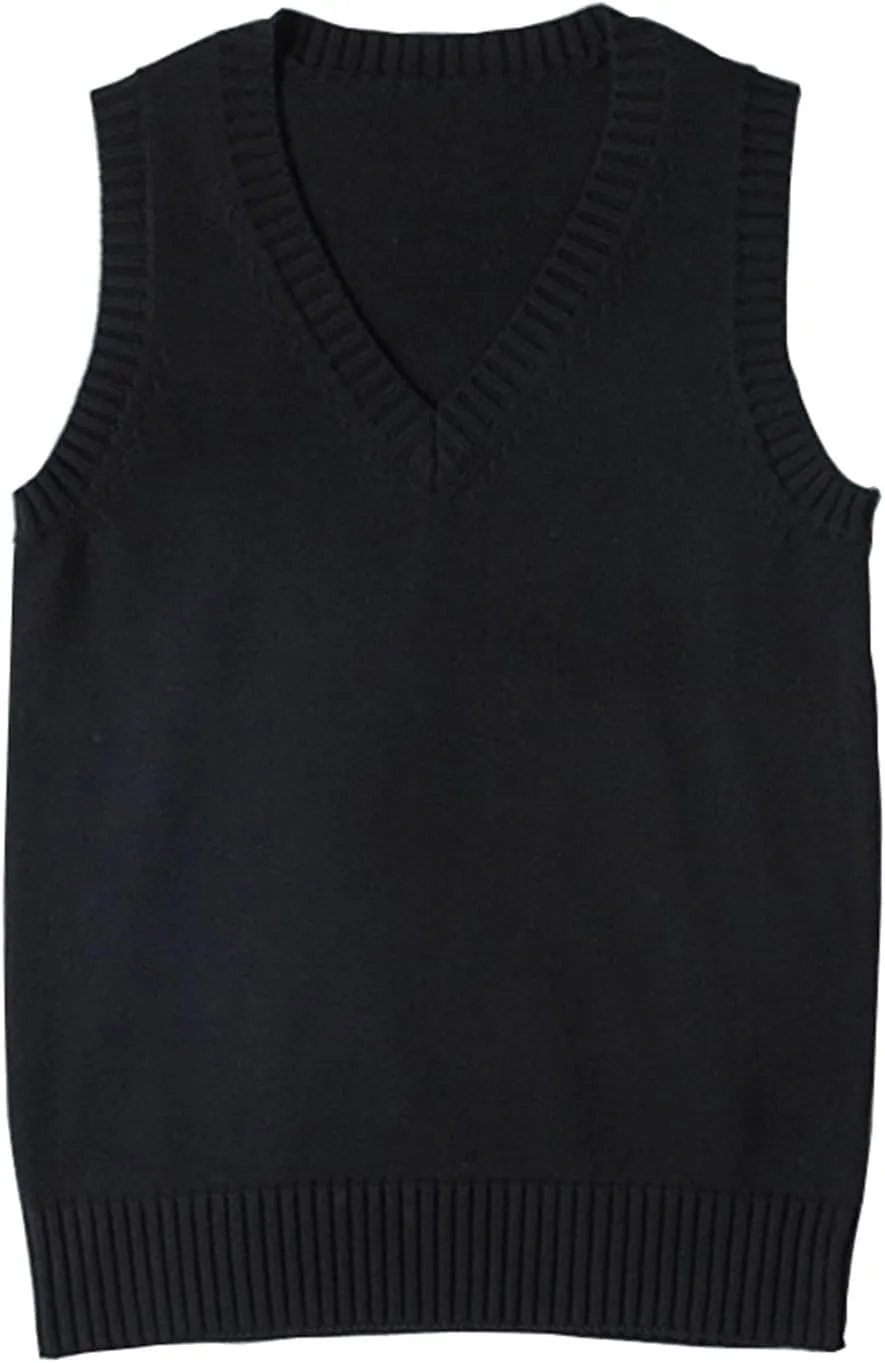 ZUEVI Women's Sweater Vest Classic V Neck Uniform Pullover Knitwear Tops Sleeveless Knitted Sweaters Vests